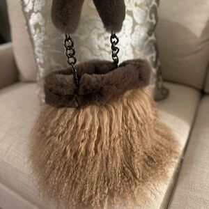 Etcetera Tibetan tan lamb shearling bag.
